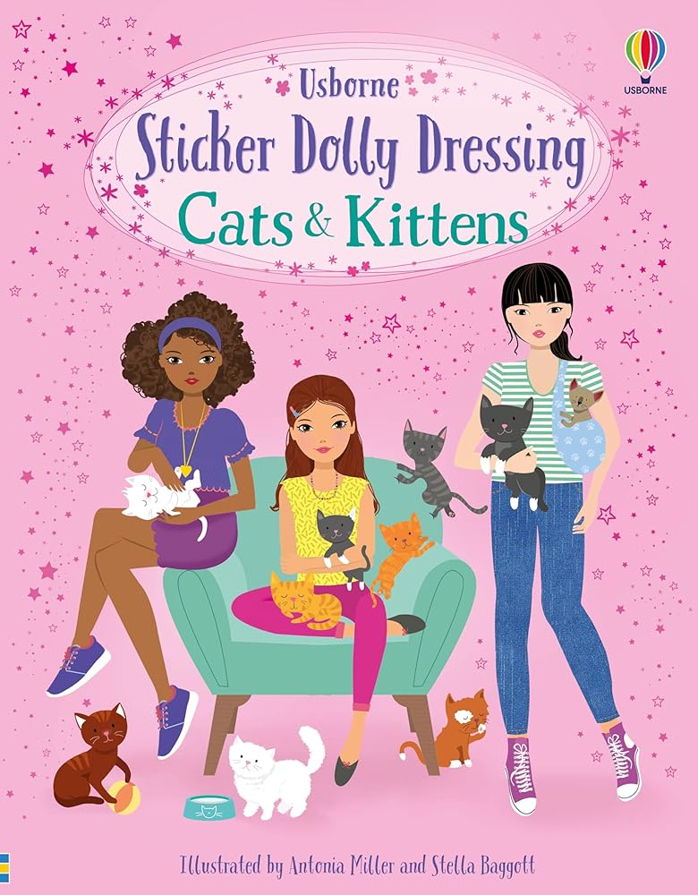 Sticker Dolly Dressing Cats and Kittens: An Adorable Activity Book with Vets, Cat Hotels, and more, for Kids (Ages 5-8) cover image
