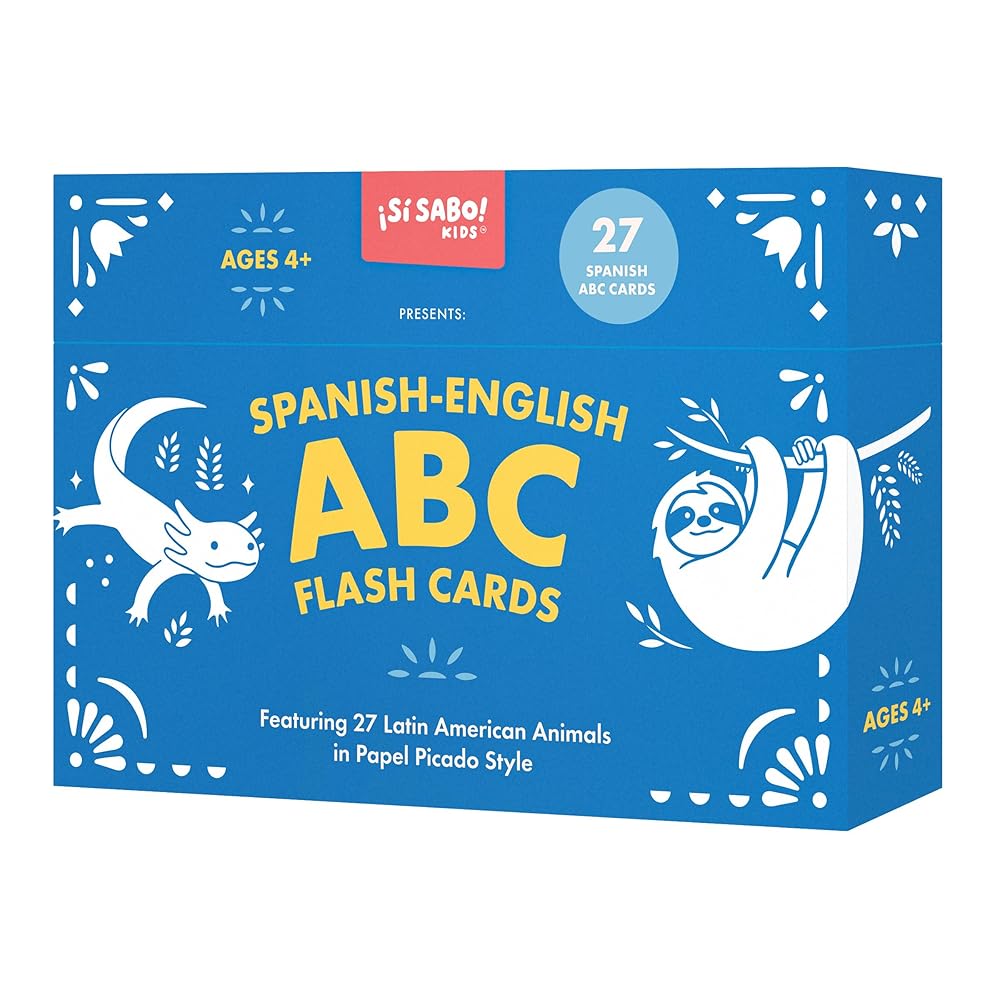 Spanish-English ABC Flash Cards: 27 Bilingual Alphabet Flash Cards Featuring Latin American Animals in a Papel Picado Design (Sí Sabo Kids) cover image