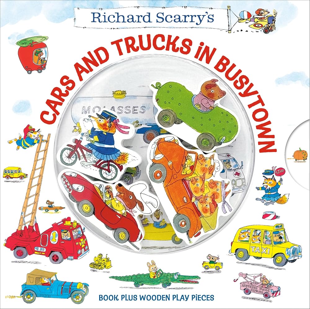 Richard Scarry's Cars and Trucks in Busytown: Book Plus Wooden Play Pieces cover image