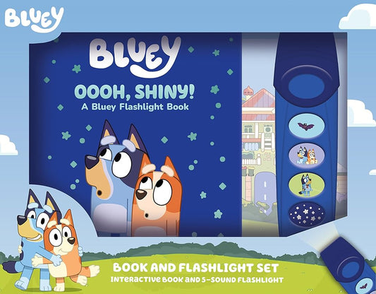 Bluey - Oooh, Shiny! A Bluey Flashlight Toy Adventure Sound Book - PI Kids cover image