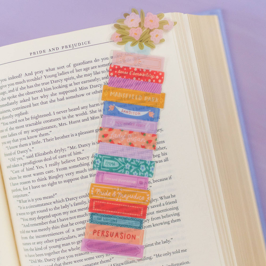 Jane Austen Book Stack Transparent Bookmark
