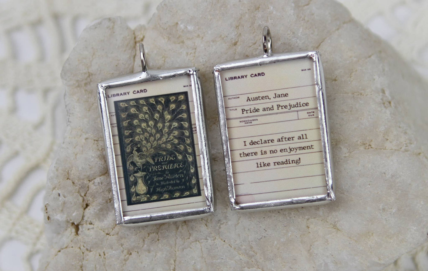 Pride and Prejudice Vintage Book Cover Charm Necklace