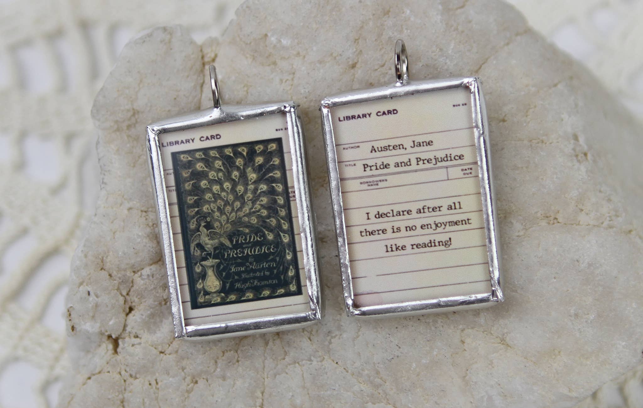 Pride and Prejudice Vintage Book Cover Charm Necklace