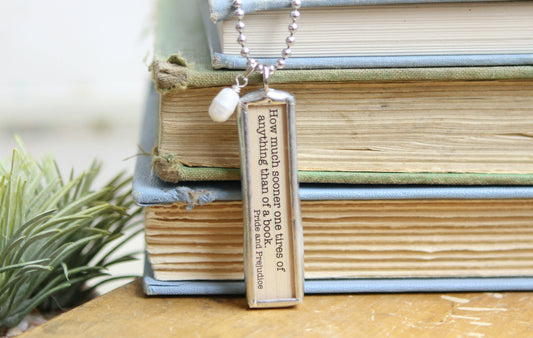 Pride & Prejudice Jane Austen Literary Book Charm Necklace