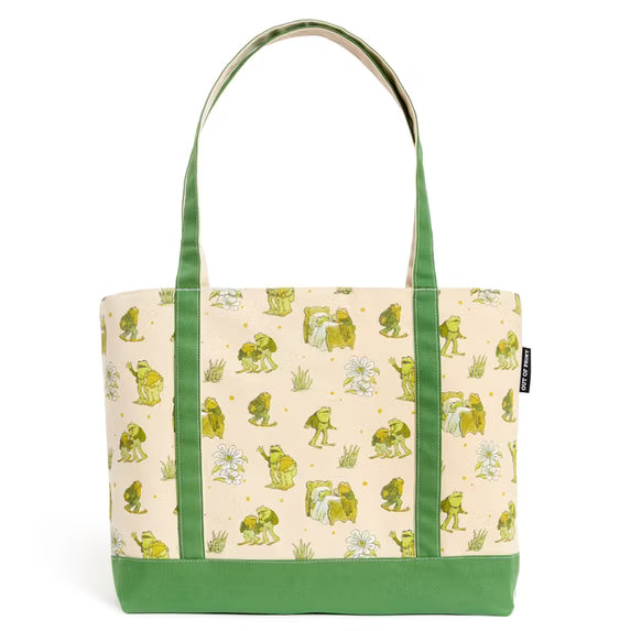 Frog and Toad large zippered tote