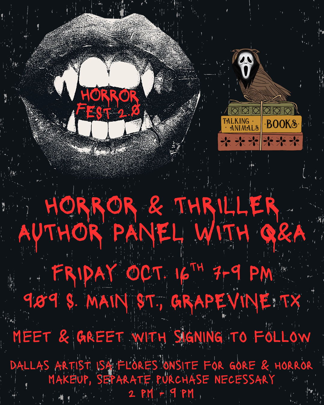 Horror Fest 2.0 Kick Off - Author Panel Event! 10/16 7pm-9pm