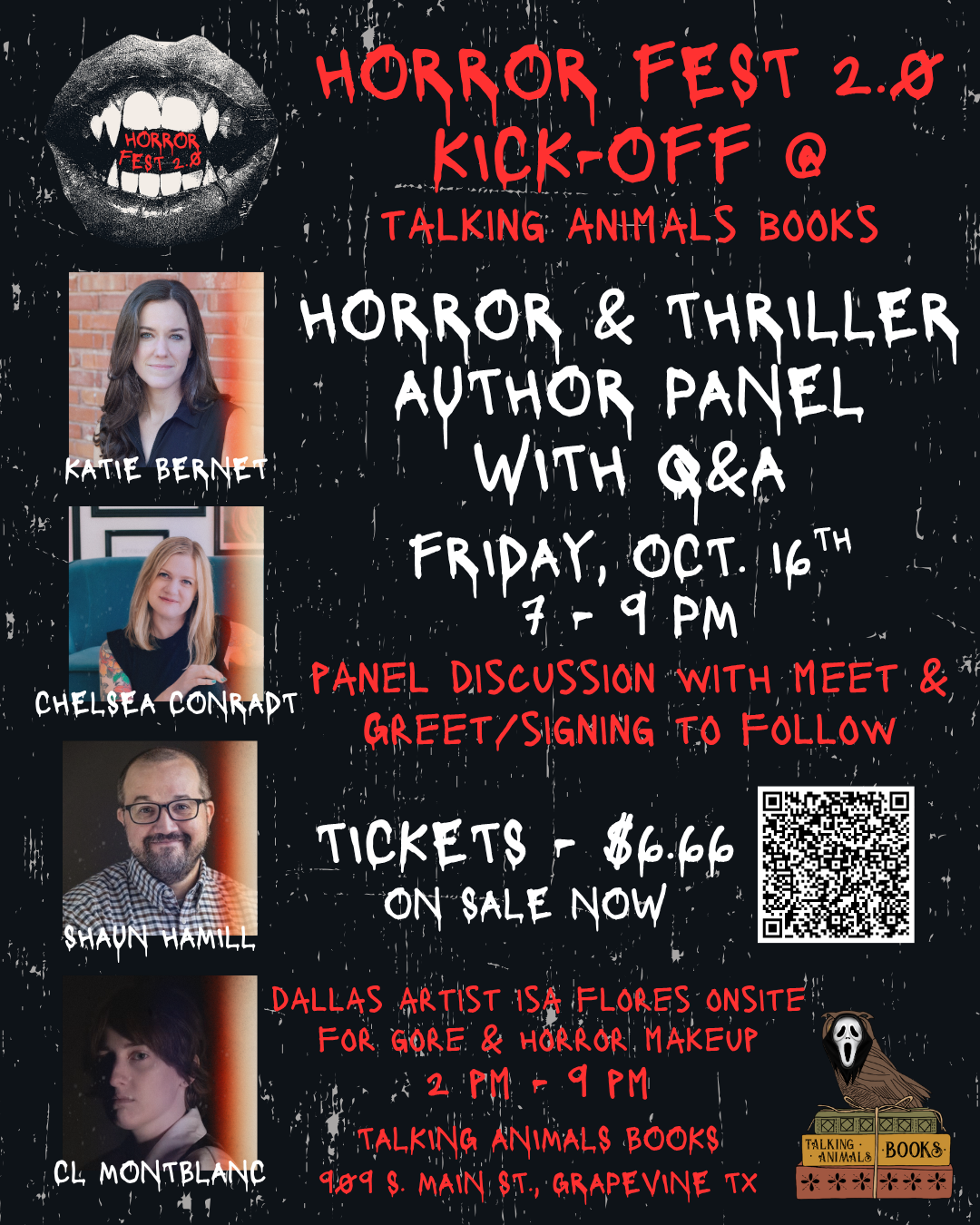 Horror Book Fest 2.0 Kick Off - Author Panel Event! 10/16 7pm-9pm