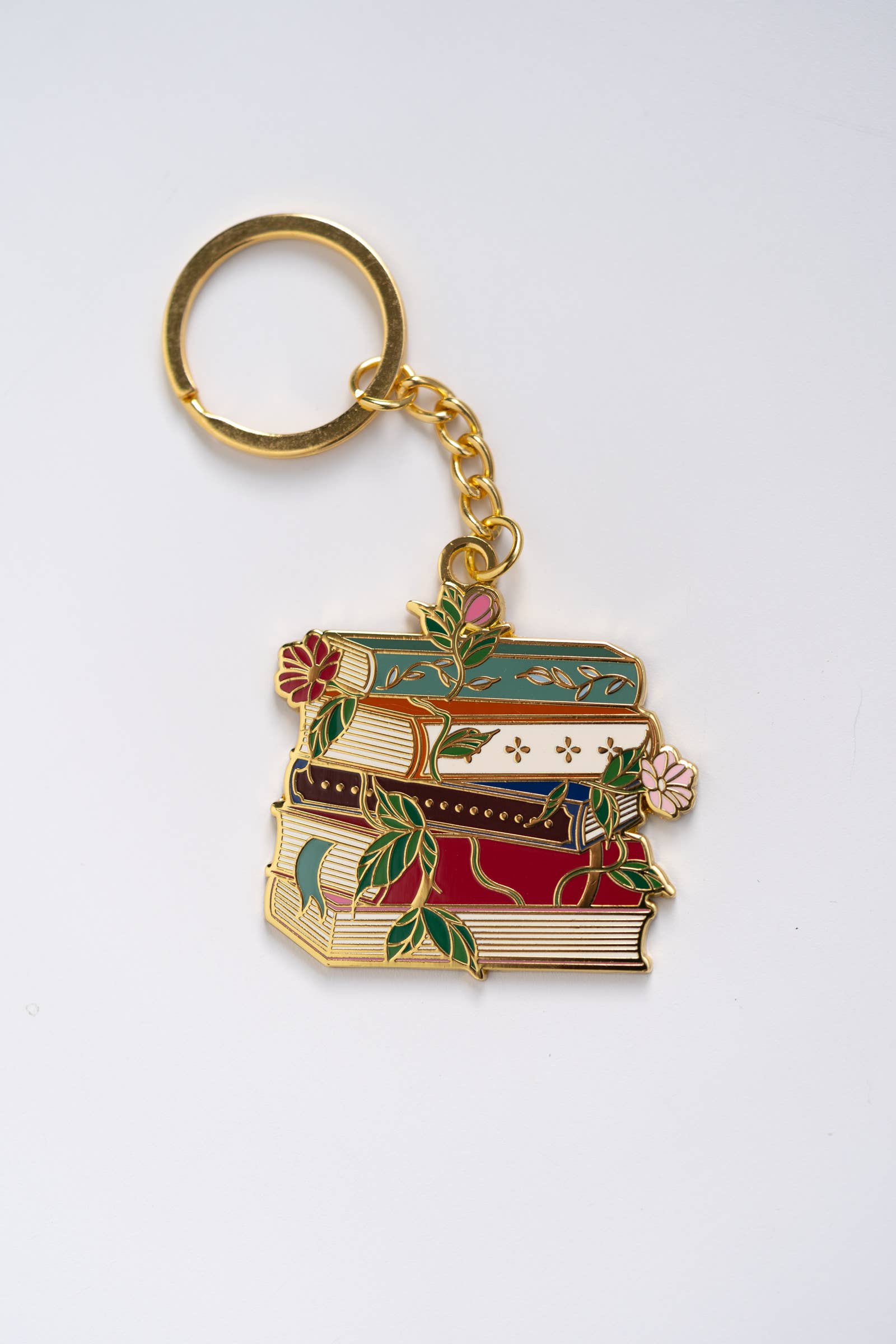 Stack of Books Enamel Keychain, Bookish Reading Book Lover