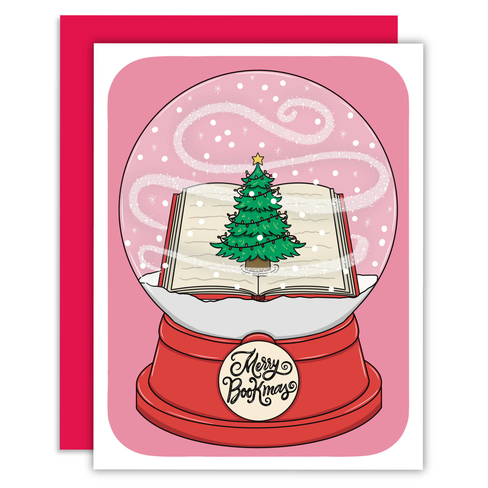 Greeting Card - Merry Bookmas Snow Globe