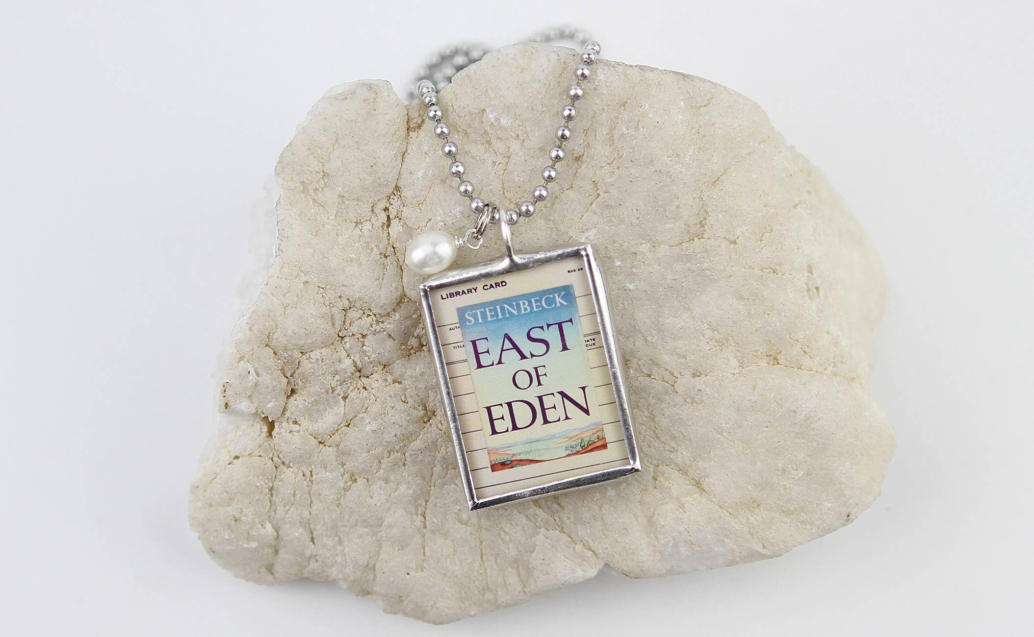 East of Eden Steinbeck Vintage Book Cover Charm Necklace