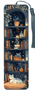 Metal Bookmark - Cozy Cats on a Bookshelf