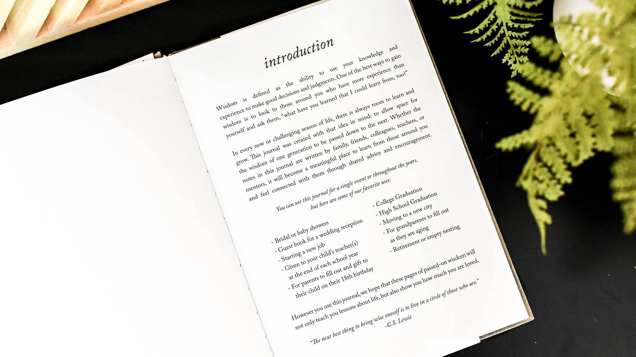 Words of Wisdom Journal for Wedding Guest Book | Graduation