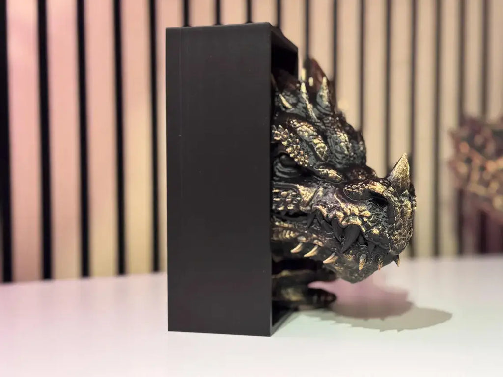 Fantasy Dragon Book Nook & Bookend | Dragon-Inspired Décor: Yellow Gold