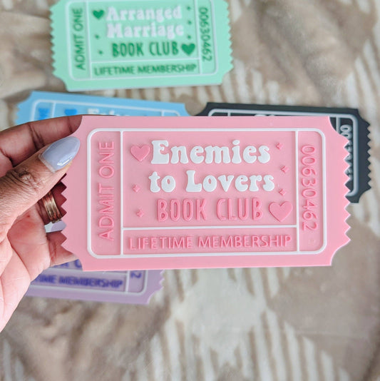 Bookshelf Sign - Romance Reader Book Ticket: Enemies To Lovers