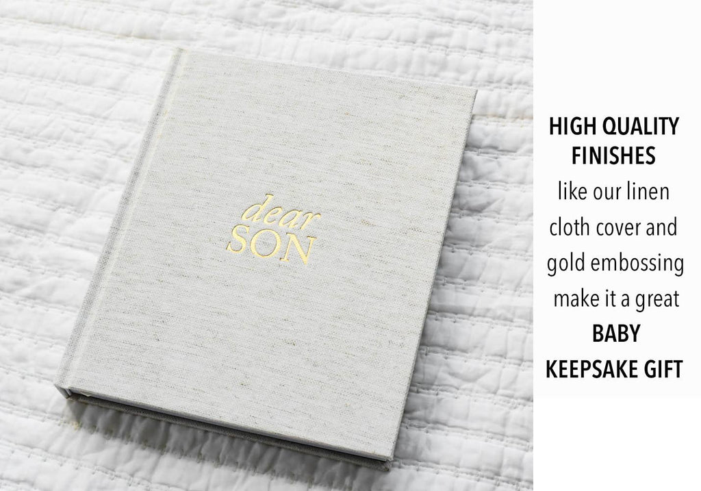 Dear Son Childhood Keepsake Book | Gift for Mom or Spouse: Gray