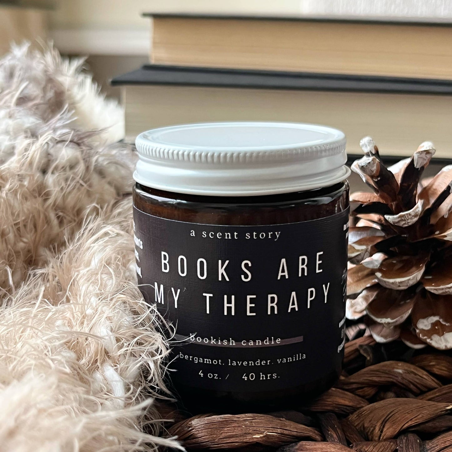 Books Are My Therapy -  Bookish Candle | Book Themed Candle: No, just the candle