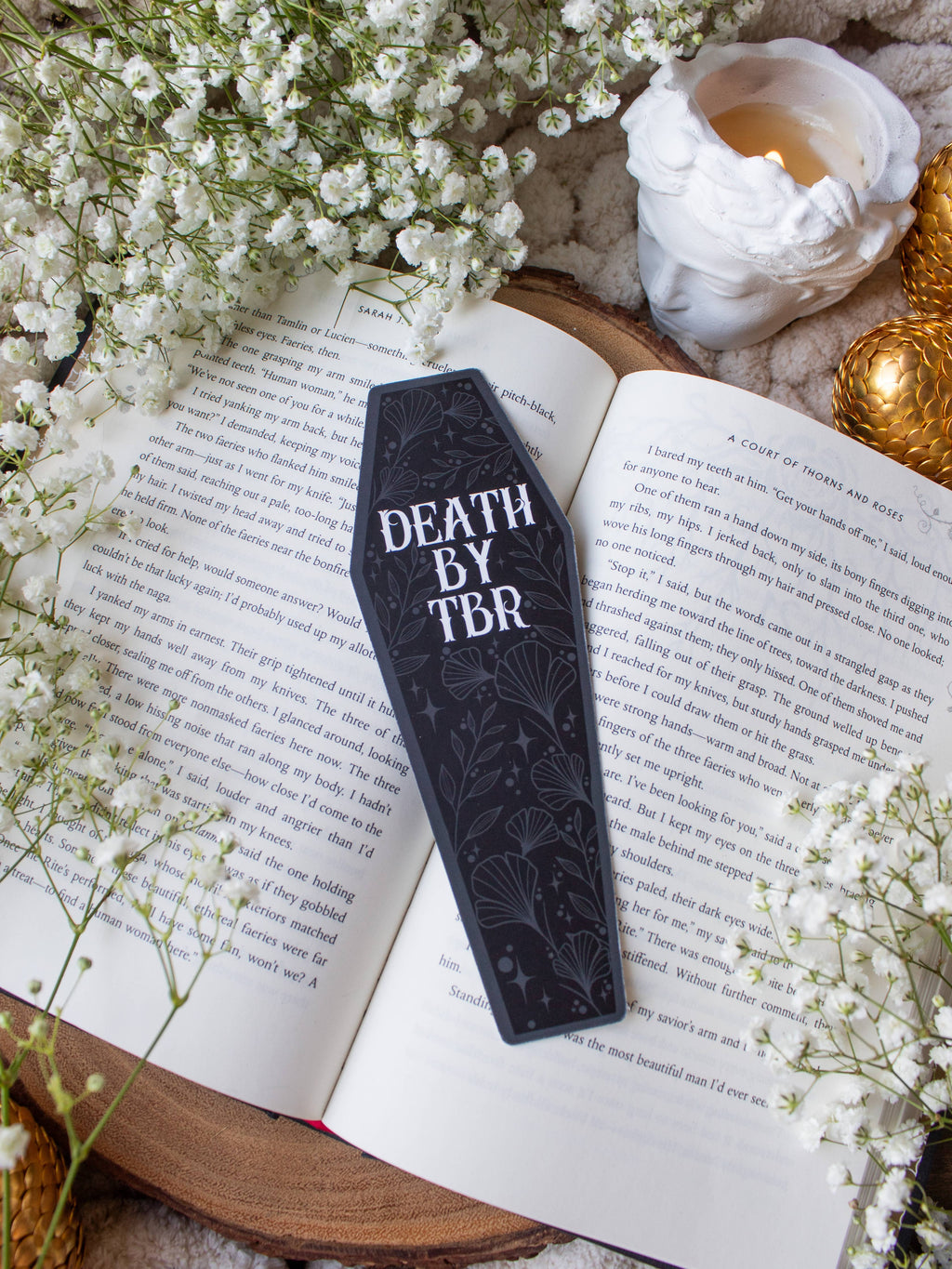 Death By TBR Halloween Coffin Die Cut Bookmark