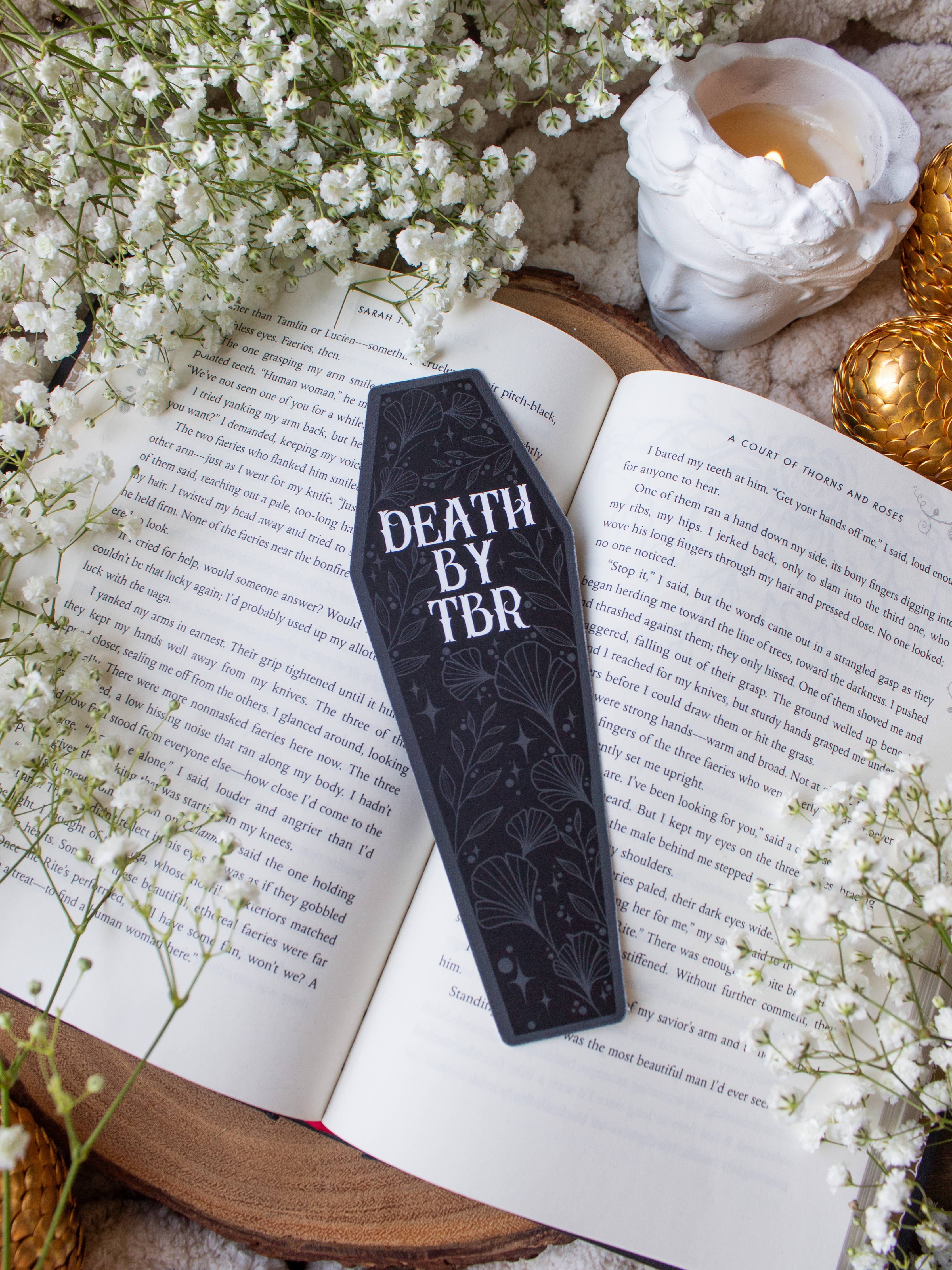 Death By TBR Halloween Coffin Die Cut Bookmark