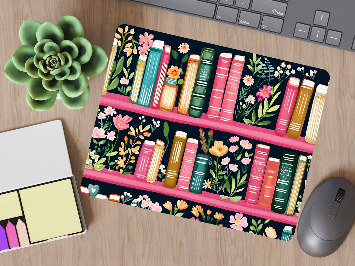 Mouse Pad - Floral Bookshelf