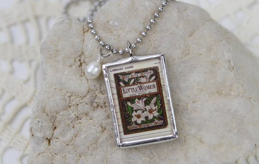 Little Women Vintage Book Cover Charm Necklace 
