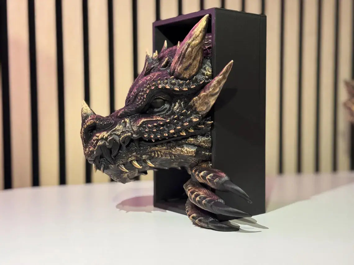 Fantasy Dragon Book Nook & Bookend | Dragon-Inspired Décor: Yellow Gold