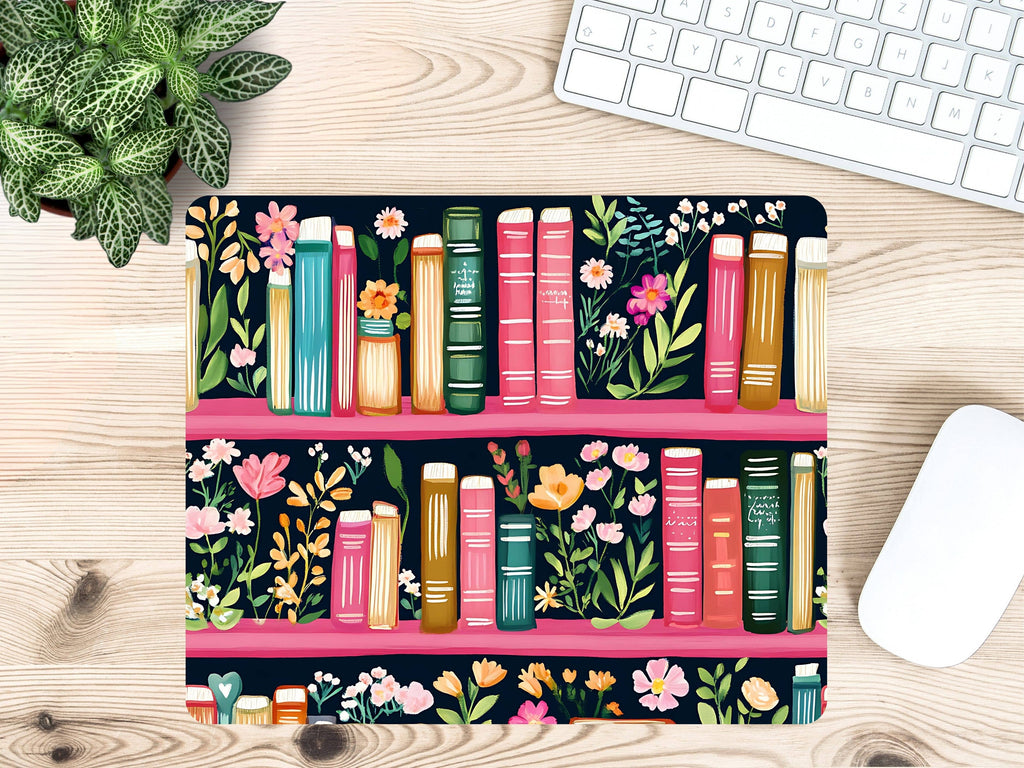 Mouse Pad - Floral Bookshelf