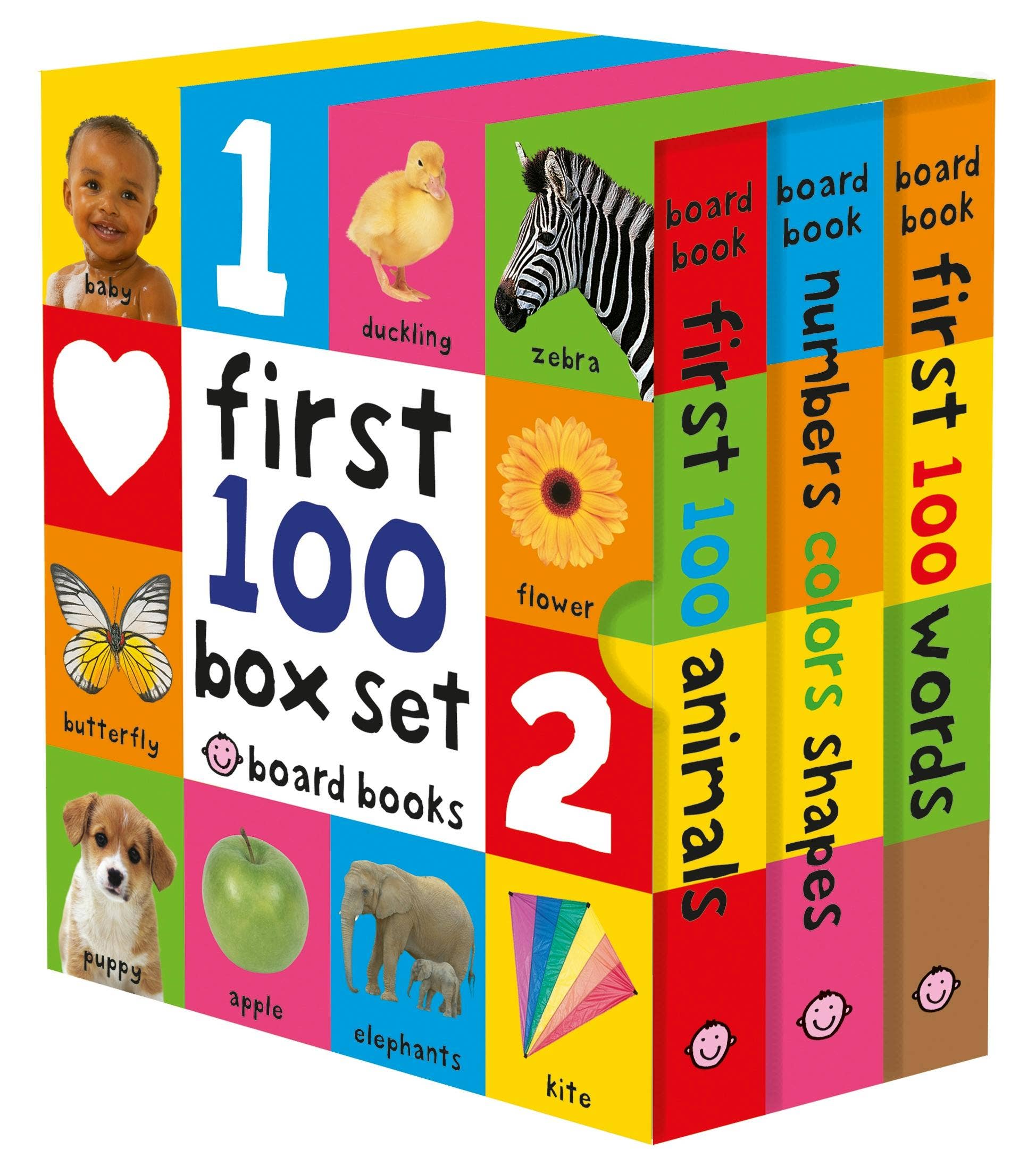 First 100 Board Book Set: Words, Shapes, Animals