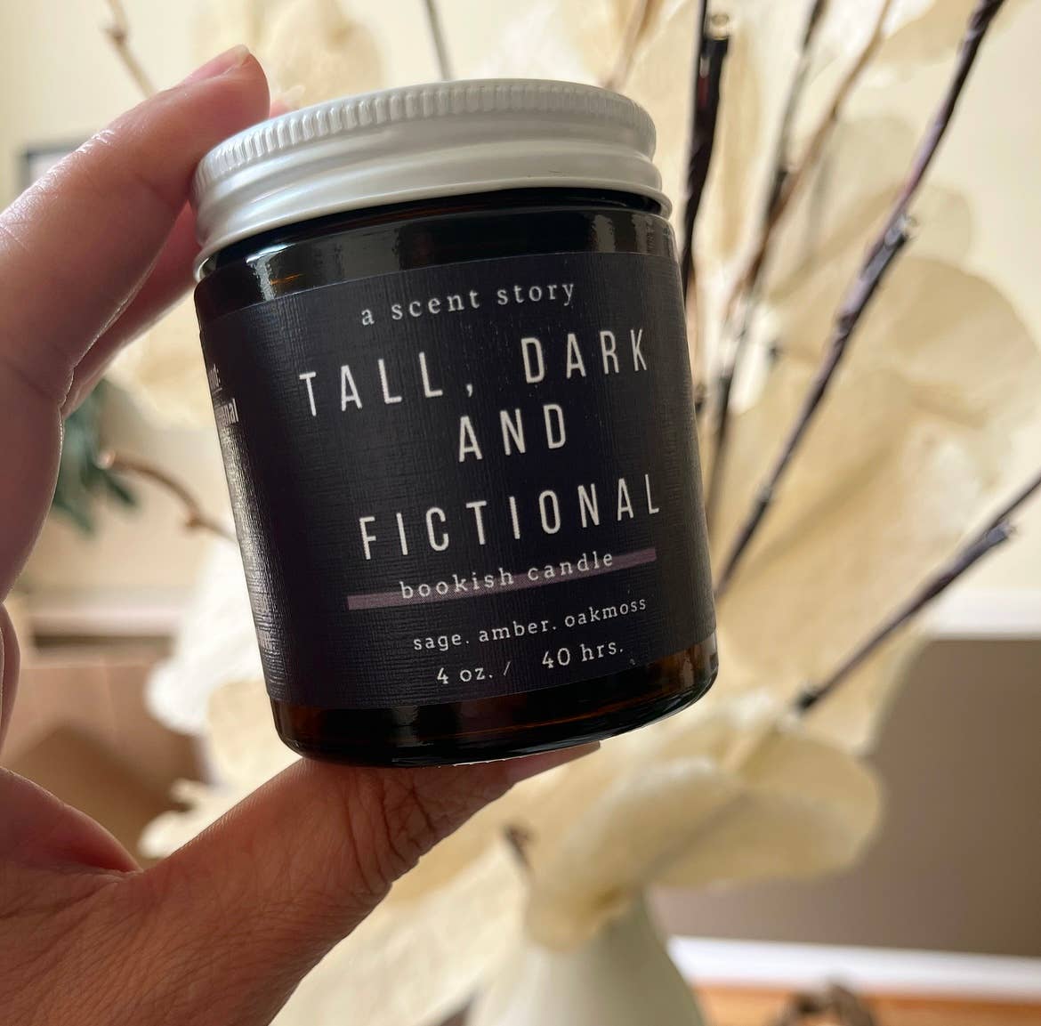 Tall, Dark & Fictional | Bookish Candle | Soy Wax, 4 oz: Yes, include black paper tube