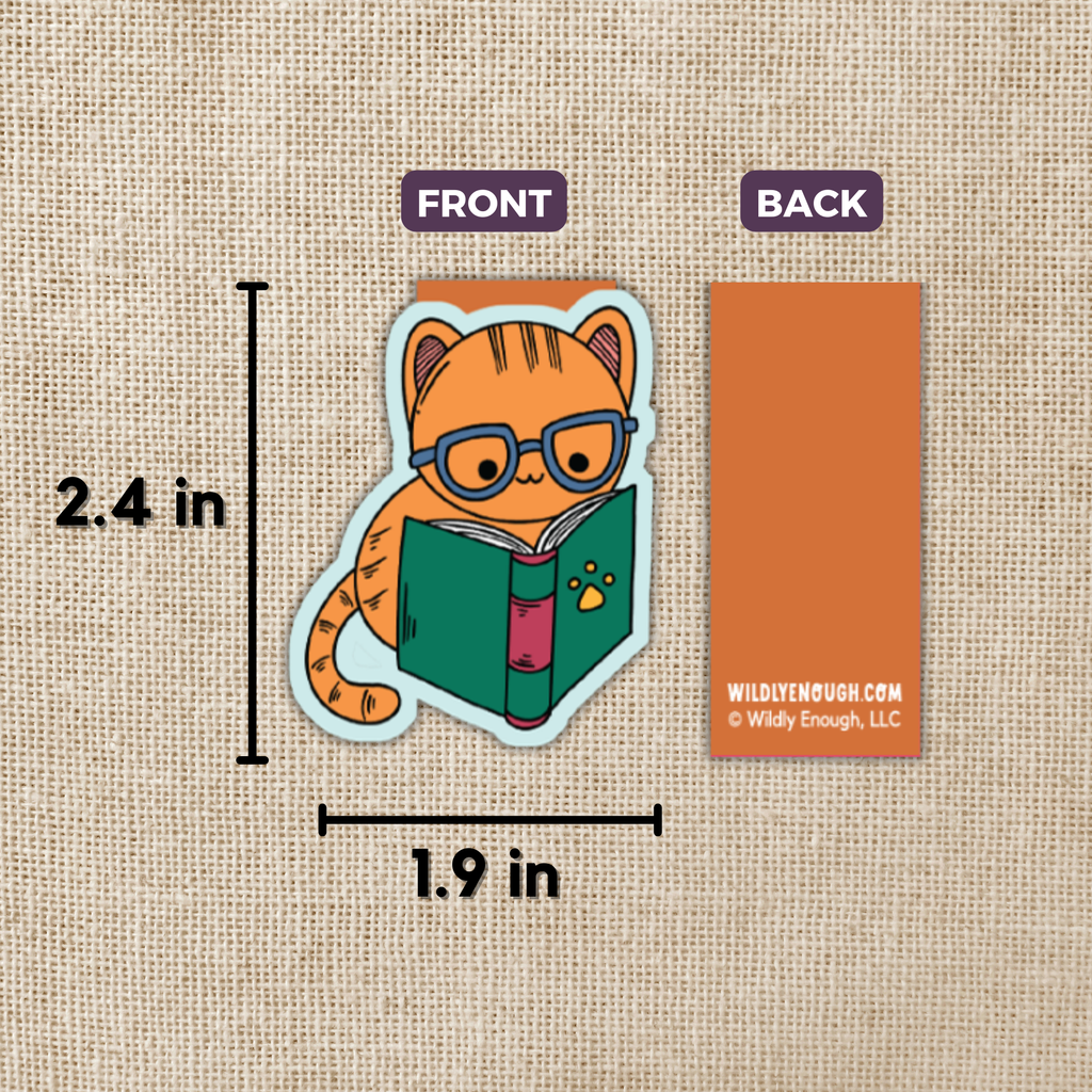 Magnetic Bookmark - Wildly Enough - Cat Reading