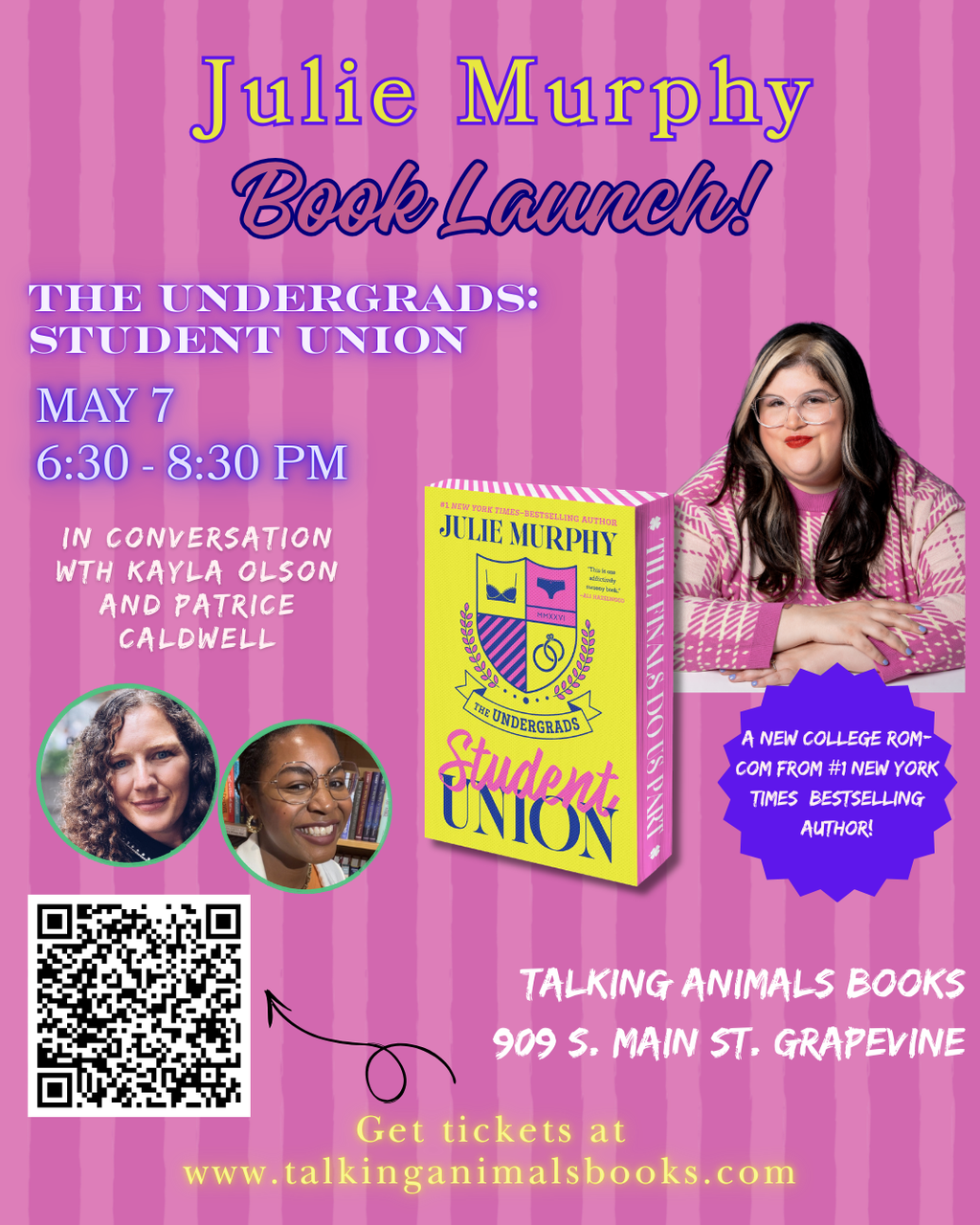Author Book Launch! Julie Murphy, The Undergrads: Student Union - 7 May 2026