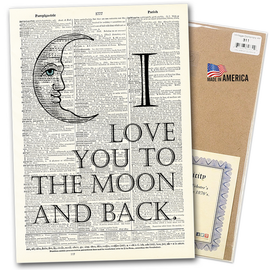 Vintage Dictionary Art - Love You to the Moon