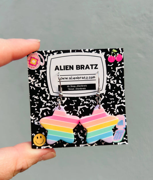 Earrings - Pastel Rainbow Stars