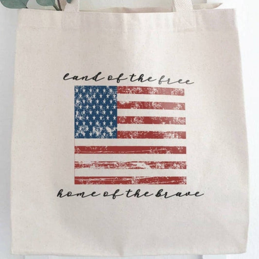 Indigo Tangerine - American Flag - Canvas Tote Bag