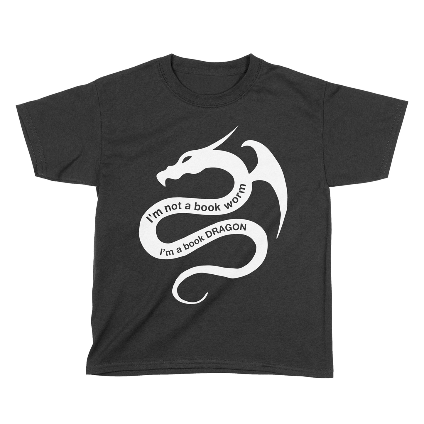 Bookish Endeavors - Book Dragon T-Shirt - Black - Kids Large