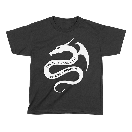 Bookish Endeavors - Book Dragon T-Shirt - Black - Kids X-Small