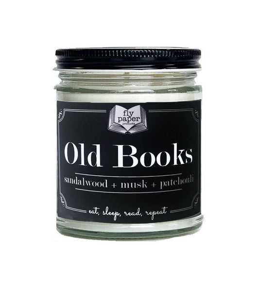 Fly Paper Products - Old Books Scented 9oz Soy Candle Cedar + Leather + Musk