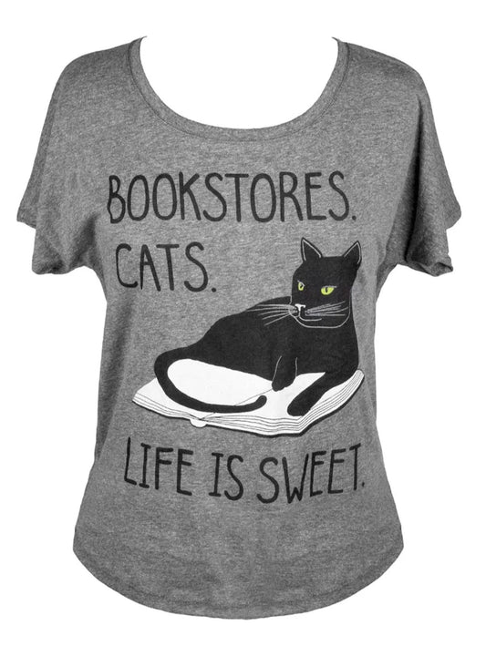 T-Shirt - Bookstore Cats (Women's Dolman)