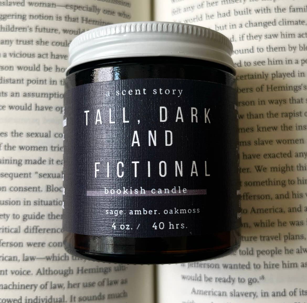 Tall, Dark & Fictional | Bookish Candle | Soy Wax, 4 oz: Yes, include black paper tube