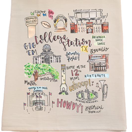 Bunnies and Bows - College Station City Tea Towel