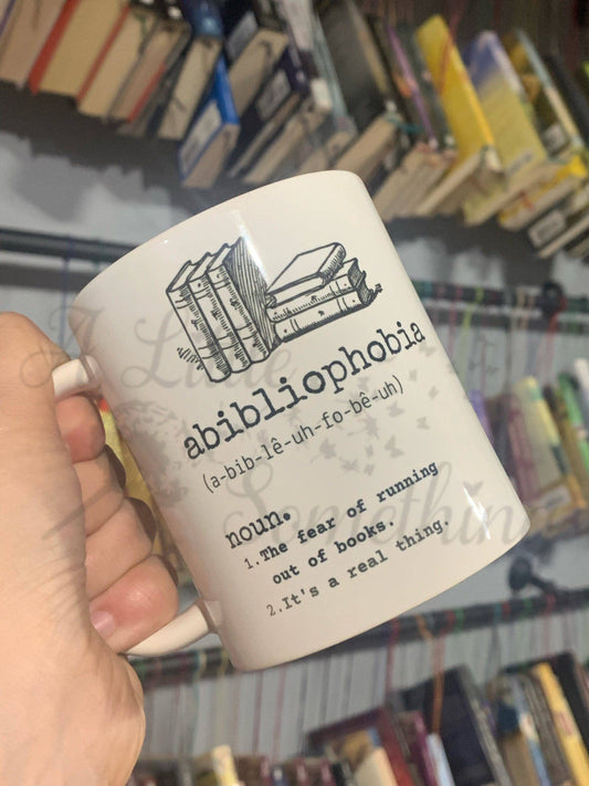Abibliophobia definition book coffee mug
