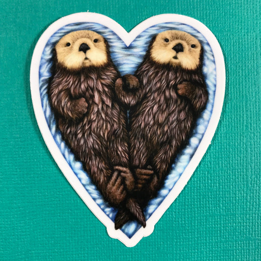 Abundance Illustration - Otter heart sticker