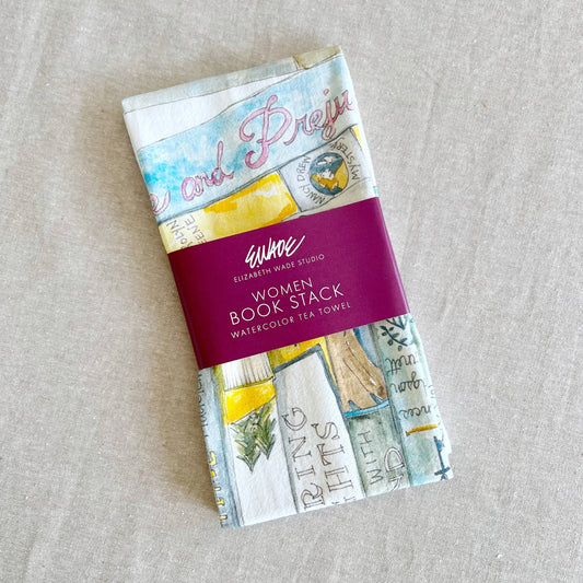 Elizabeth Wade - Book Stack Women Tea Towel