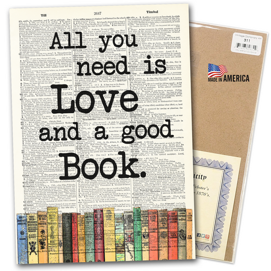 Vintage Dictionary Art - Love and a Good Book