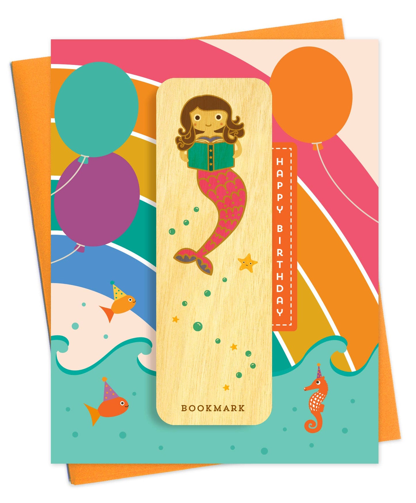 Night Owl Paper Goods - Reading Mermaid Bookmark Birthday Card