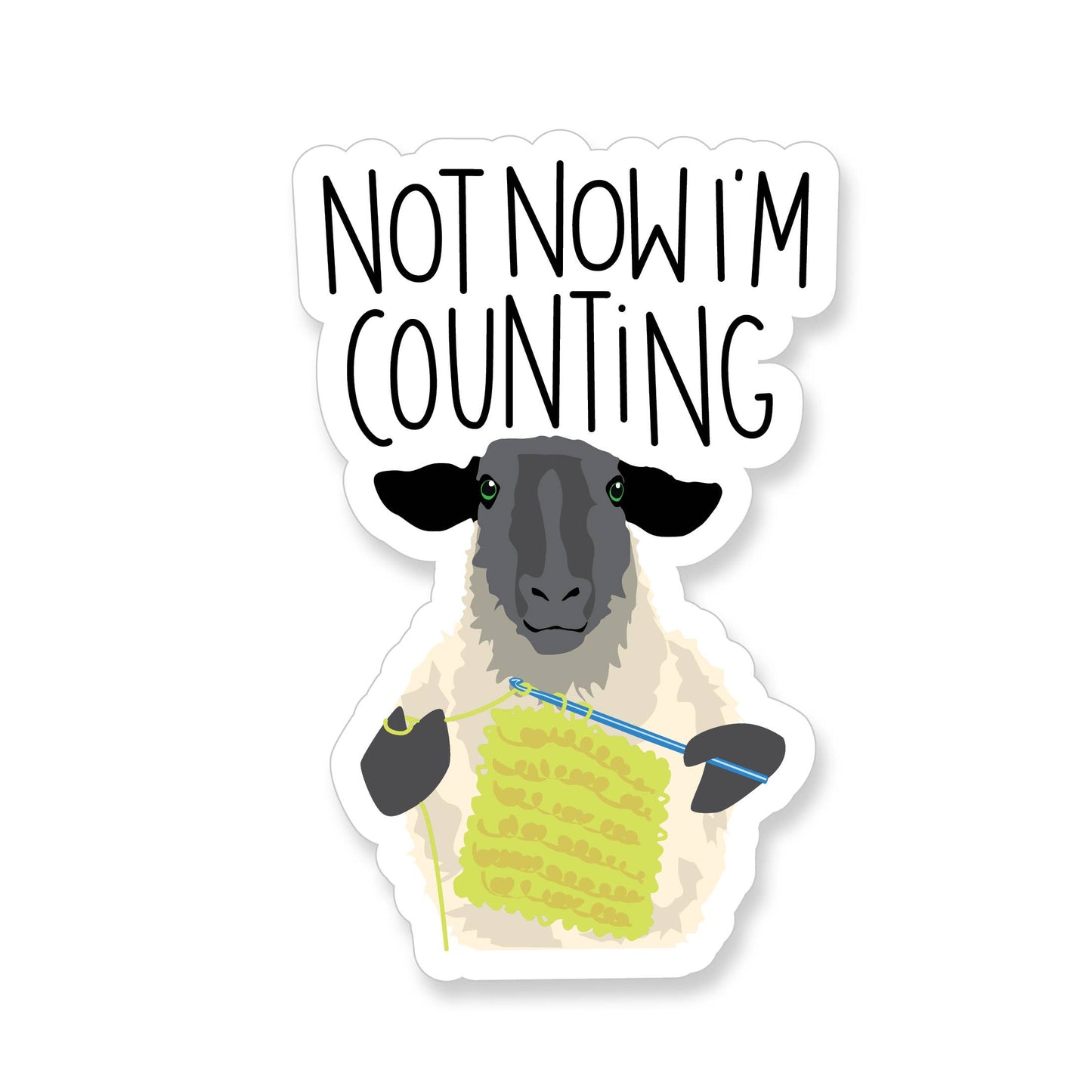 Apartment 2 Cards - Not Now I'm Counting Crocheting Sheep Sticker
