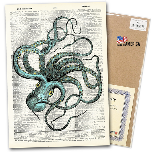 Vintage Dictionary Art - Octopus
