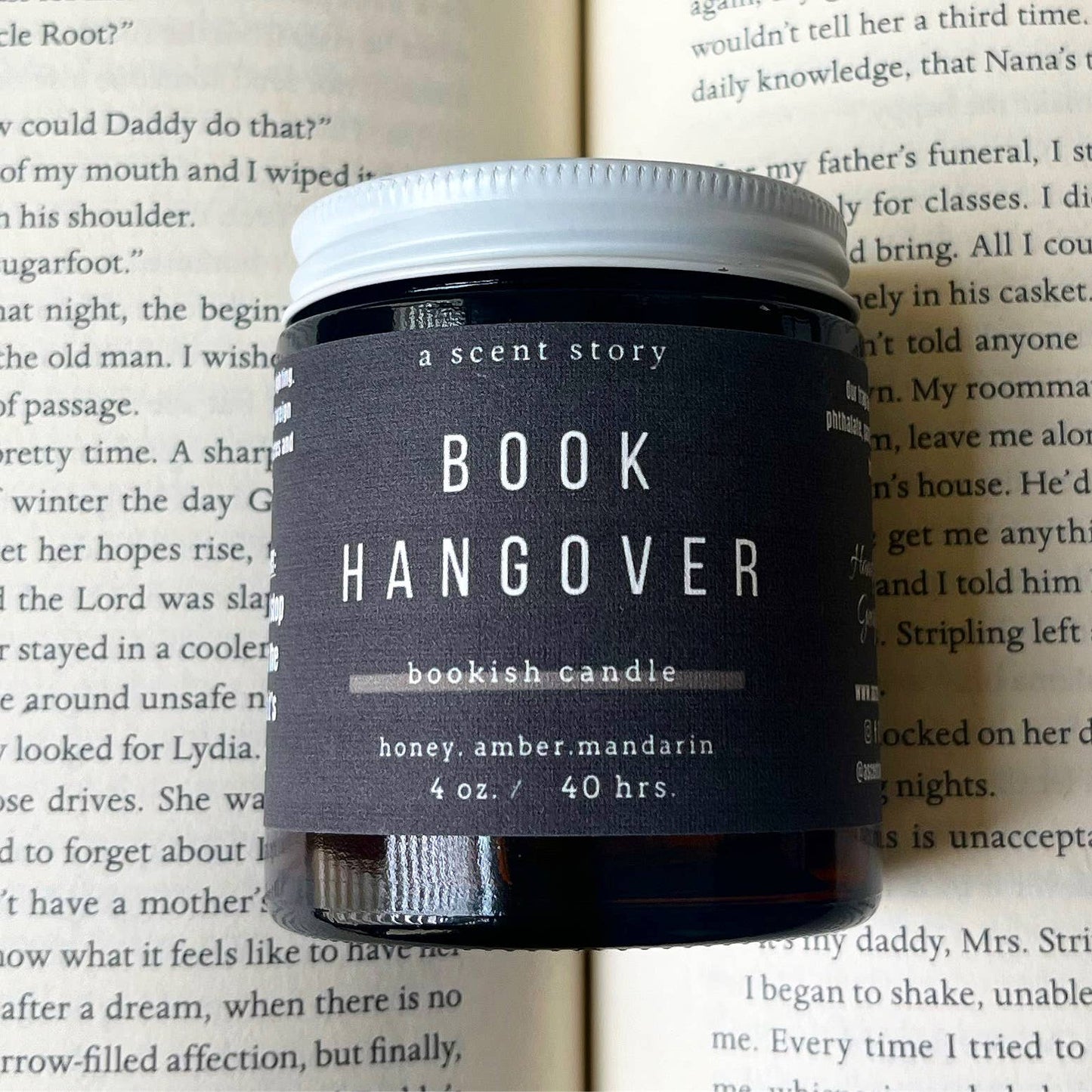 A Scent Story Candle Co - Book Hangover | Bookish Candle - Honey, Amber + Mandarin 4oz