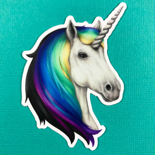 Abundance Illustration - White unicorn sticker