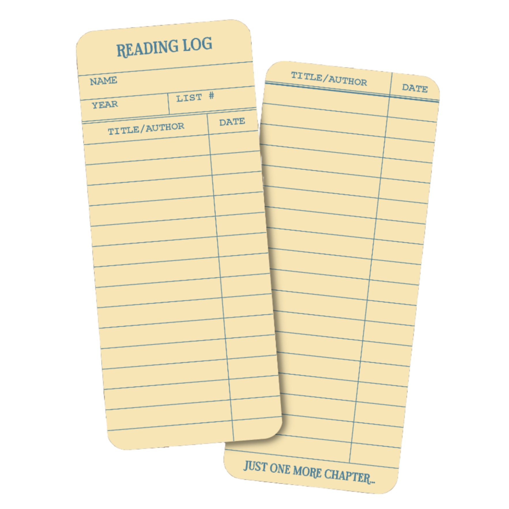 Library Card Reading Log Bookmark