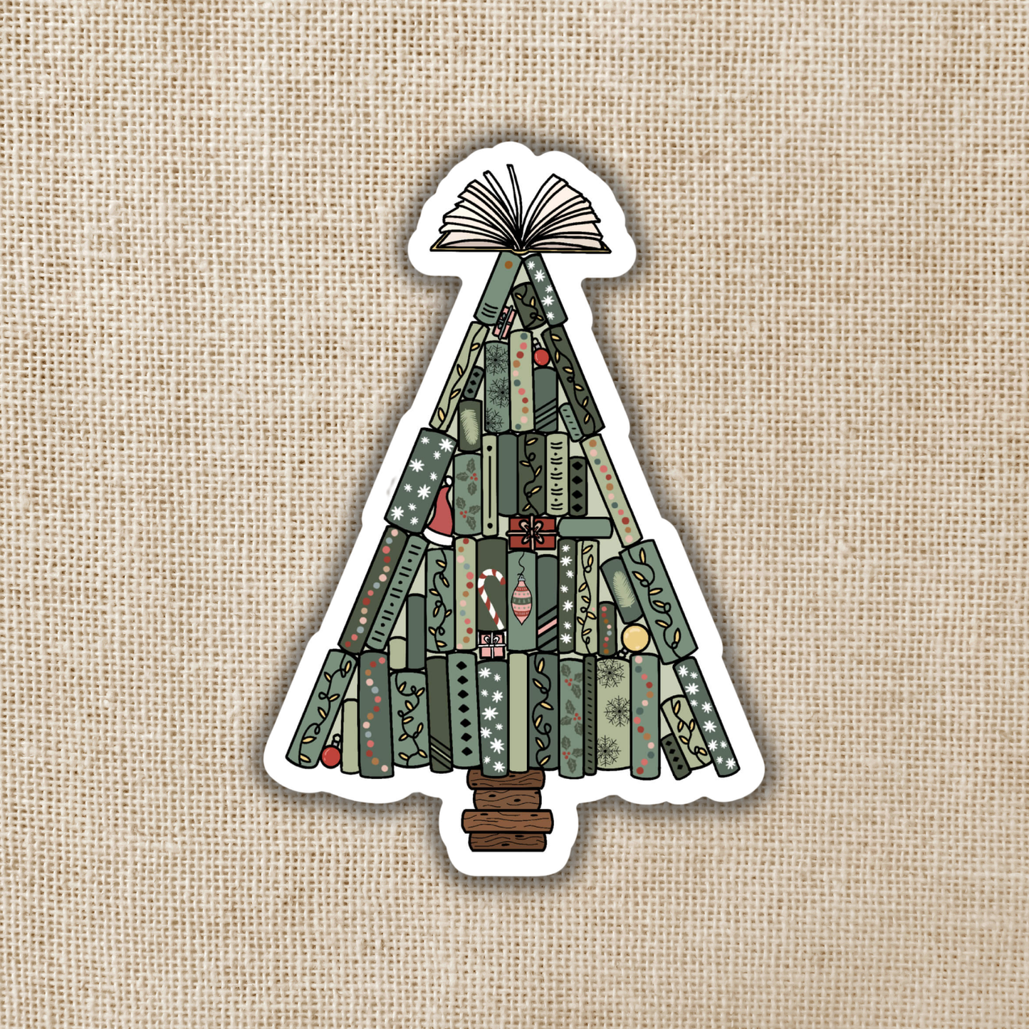 Wildly Enough - Book Christmas Tree Sticker, 3-inch